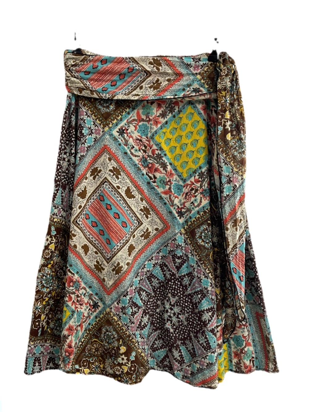 Vintage Patchwork Boho A-Line Skirt - Multicolor